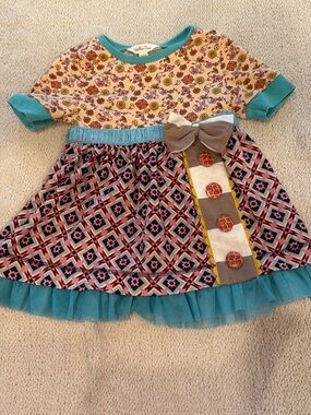 Matilda Jane Teal, Pink, Purple & Cream Patterned Dress